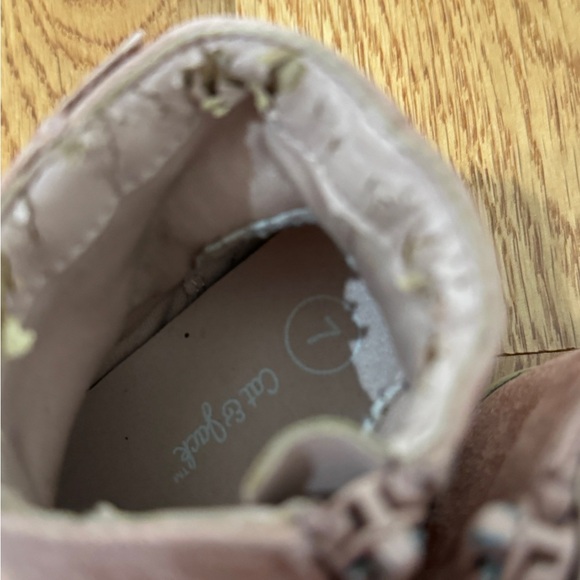 Cat & Jack Girls Toddler Size 7 Mauve Pink Suede Fringe Booties - Picture 8 of 8